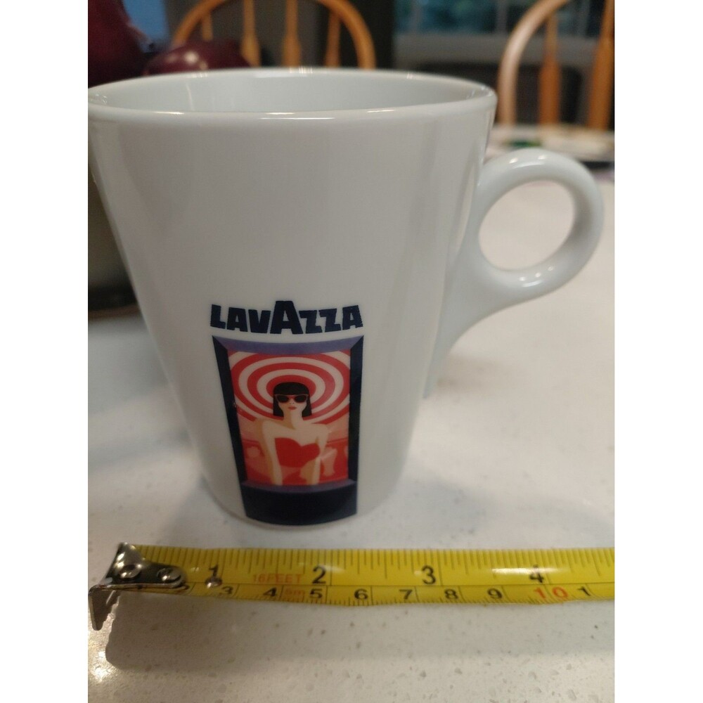 Lavazza Dolcevita Coffee Mug Cup Italy O-Ring Handle Red Blue Beach Vibes EUC